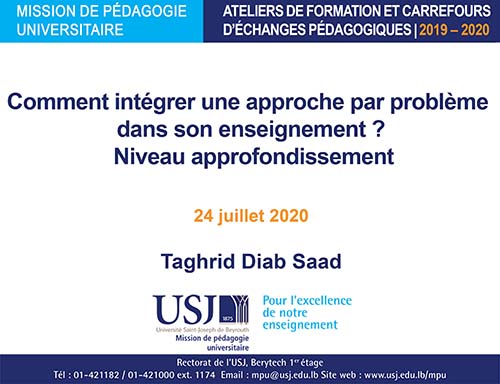 Comment intégrer une approche par problème dans son enseignement ? Niveau approfondissement - Taghrid Diab Saad