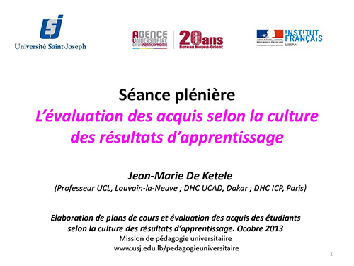 L’évaluation des acquis selon la culture des résultats d’apprentissage - Jean-Marie De Ketele