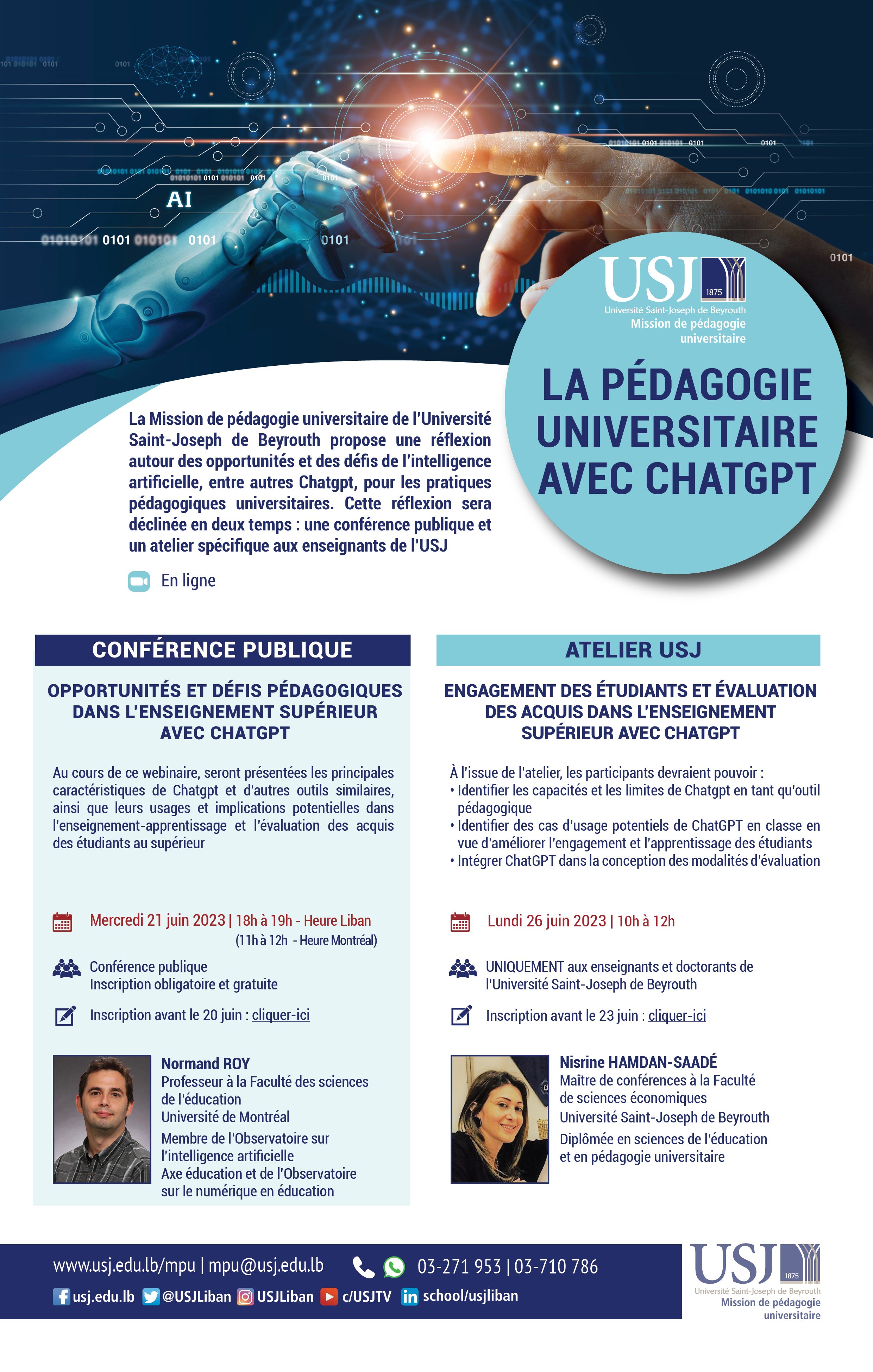 Opportunités et défis de l’intelligence artificielle, entre autres ChatGPT, pour les pratiques pédagogiques universitaires