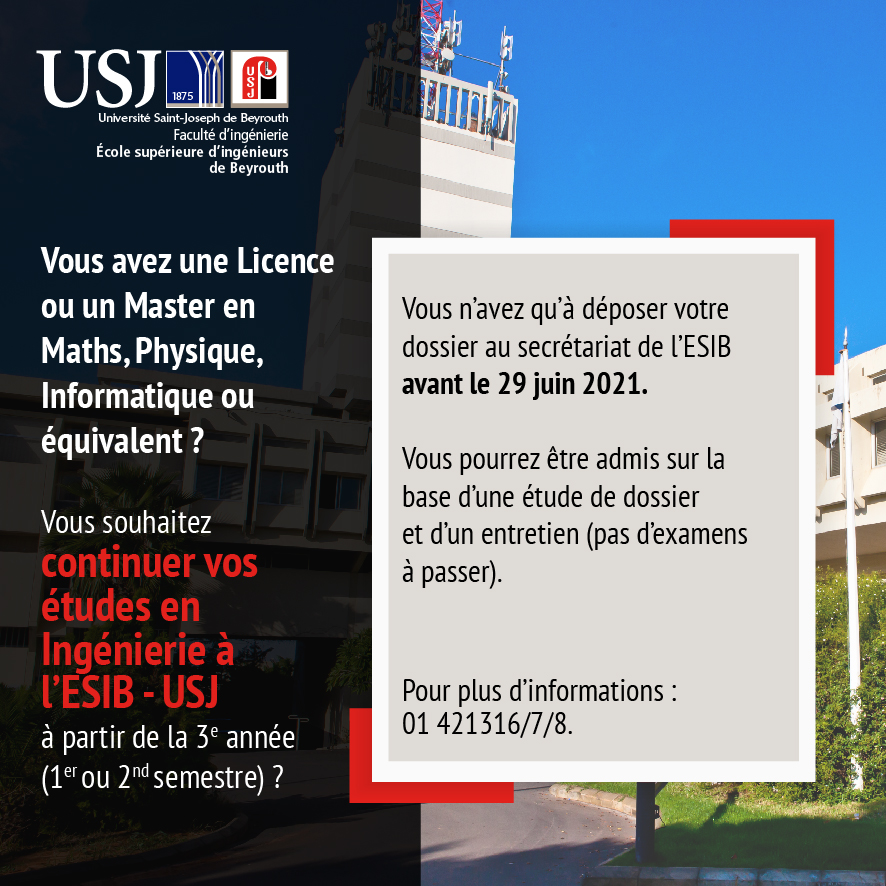 Vous souhaitez continuer vos études en Ingénierie à l'ESIB à partir de la 3e année ?