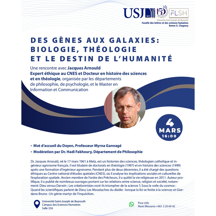 Des Gènes aux Galaxies : conférence reportée