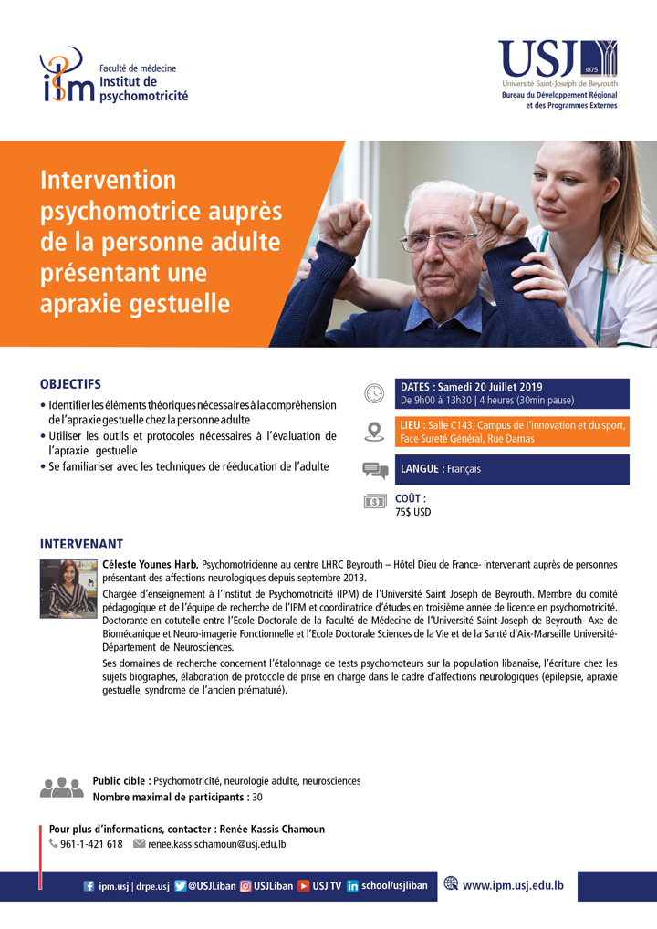 Intervention psychomotrice auprès de la personne adulte présentant une apraxie gestuelle