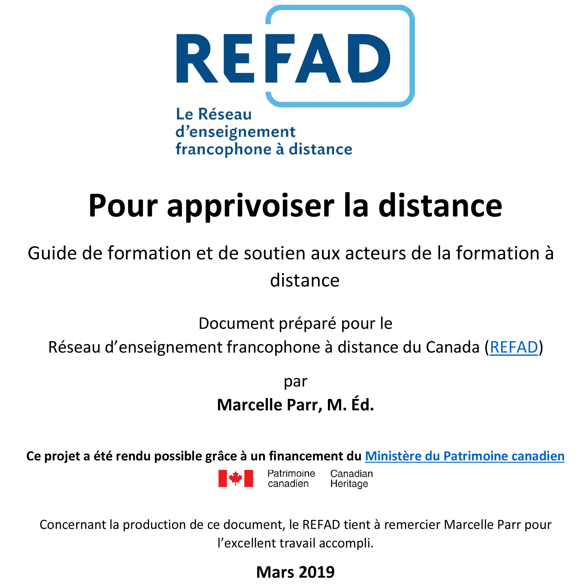 REFAD - Pour apprivoiser la distance
