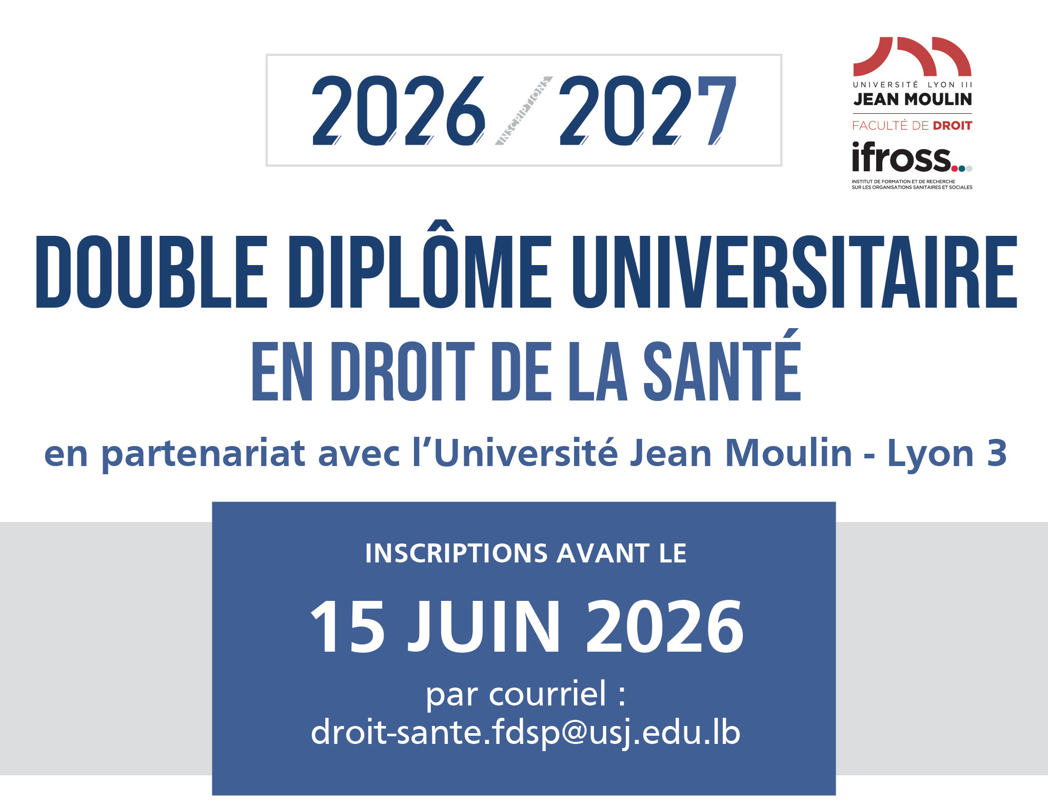 Double Diplôme Universitaire en droit de la santé