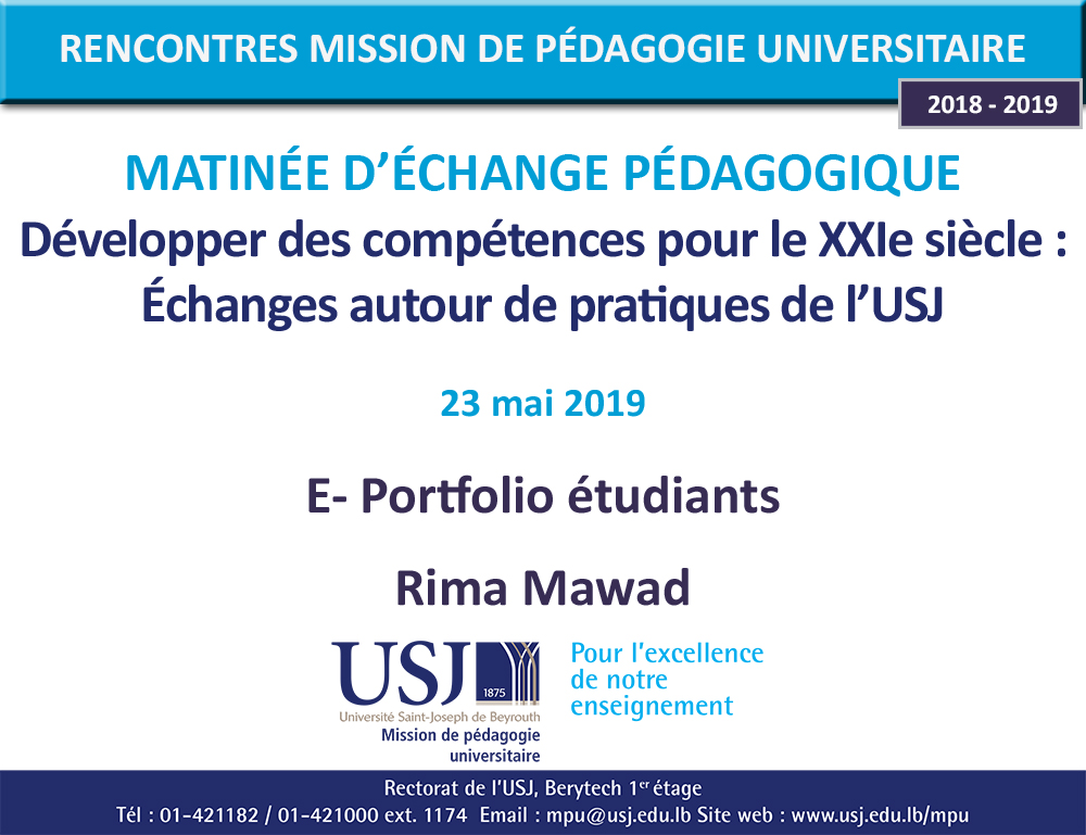 Développer des compétences pour le XXIe siècle : E- Portfolio étudiants - Rima Mawad