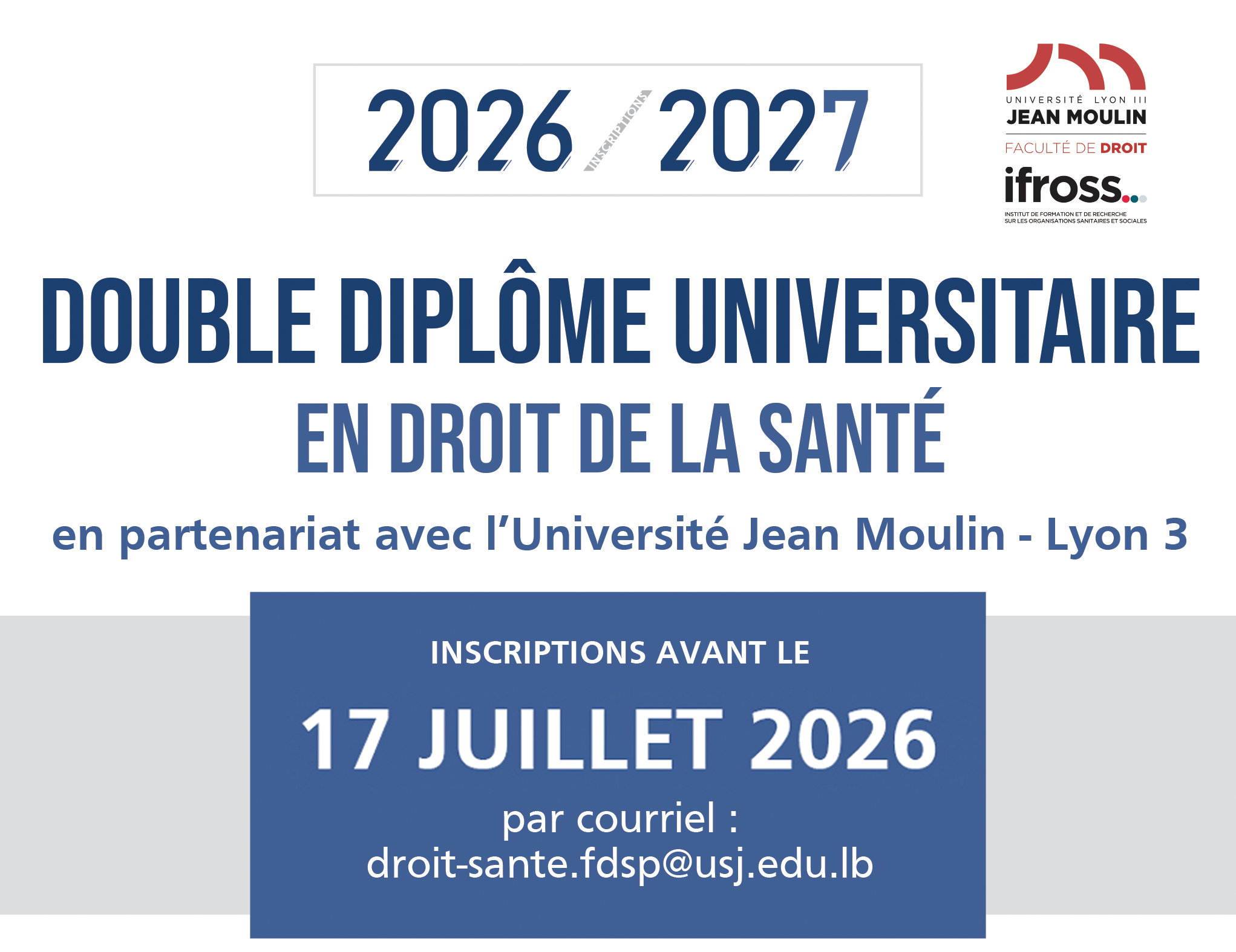 Double Diplôme Universitaire en droit de la santé
