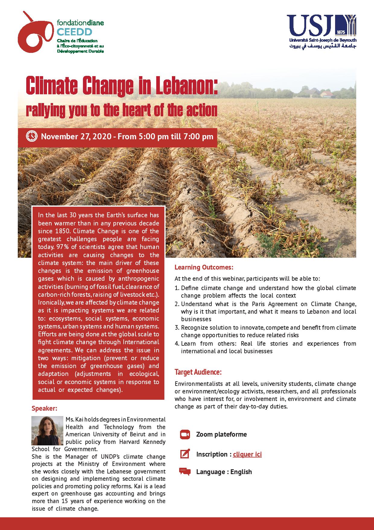 Climate Change in Lebanon : Rallying you at the heart of the action