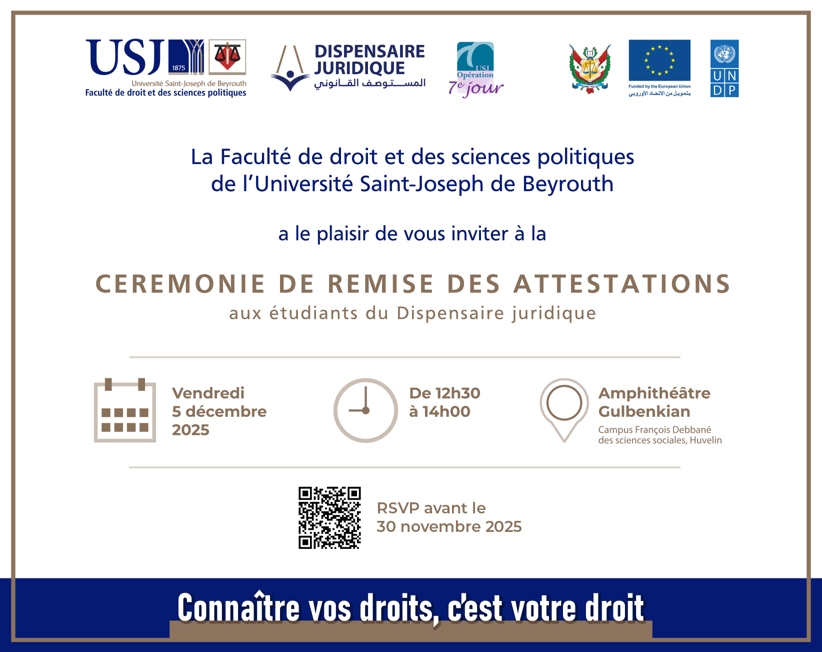 INVITATION- Cérémonie Dispensaire juridique de la Faculté de droit