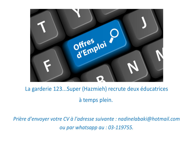 Offre d'emploi - La garderie 123...Super recrute