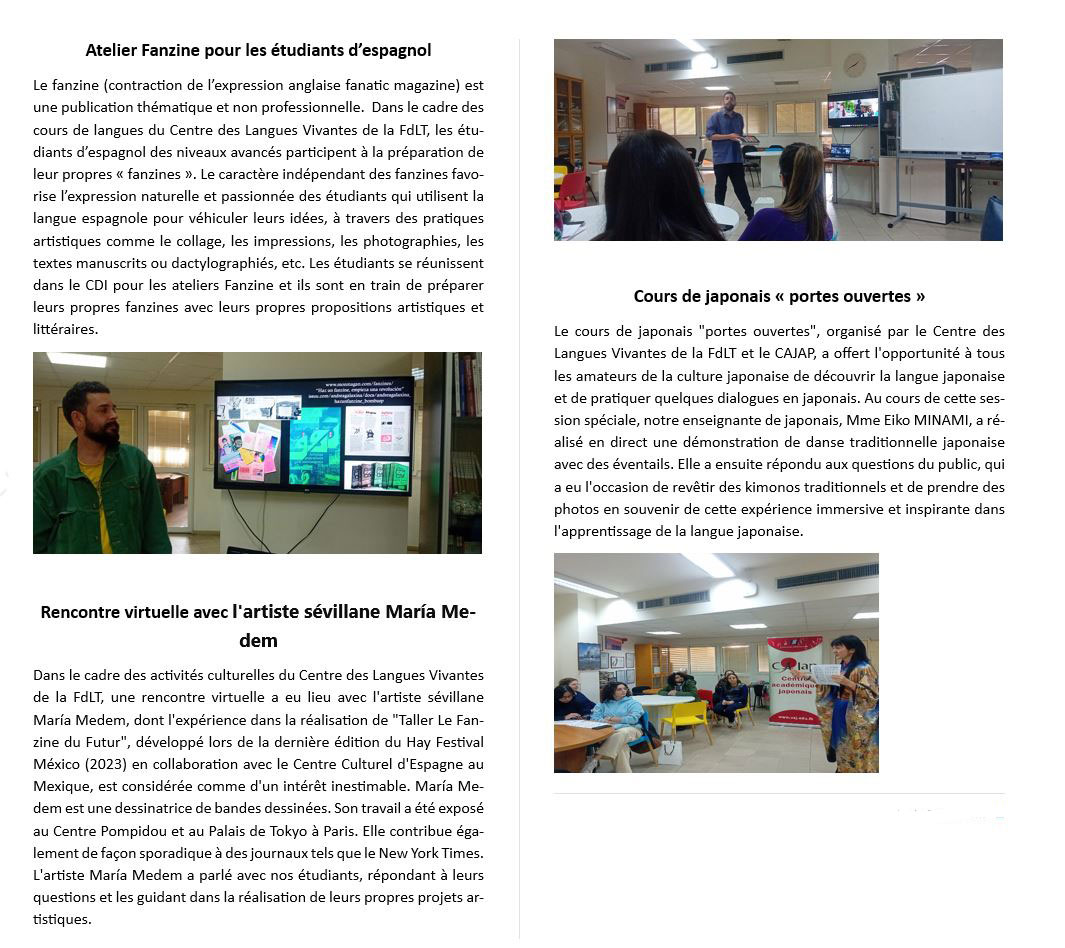 Florilège de langues vivantes au Centre d’études des langues vivantes de la Faculté de langues et de traduction