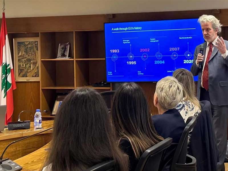 Rencontre avec M. Cyril Dewaleyne, chef adjoint de la coopération à la Délégation de l’Union européenne au Liban, à l’occasion de la Journée de l’Europe
