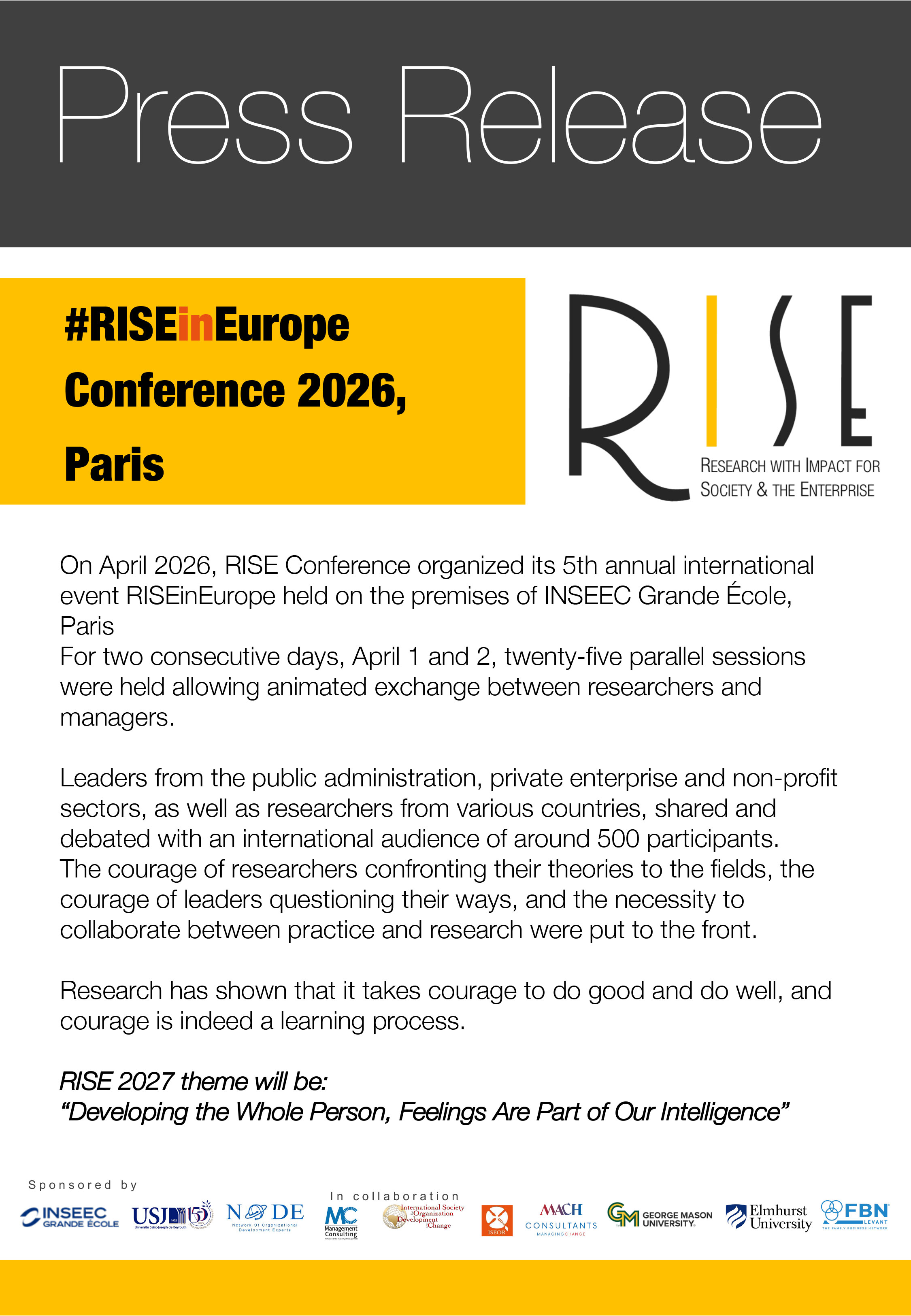 Press release, RISEinEurope 2026, Paris