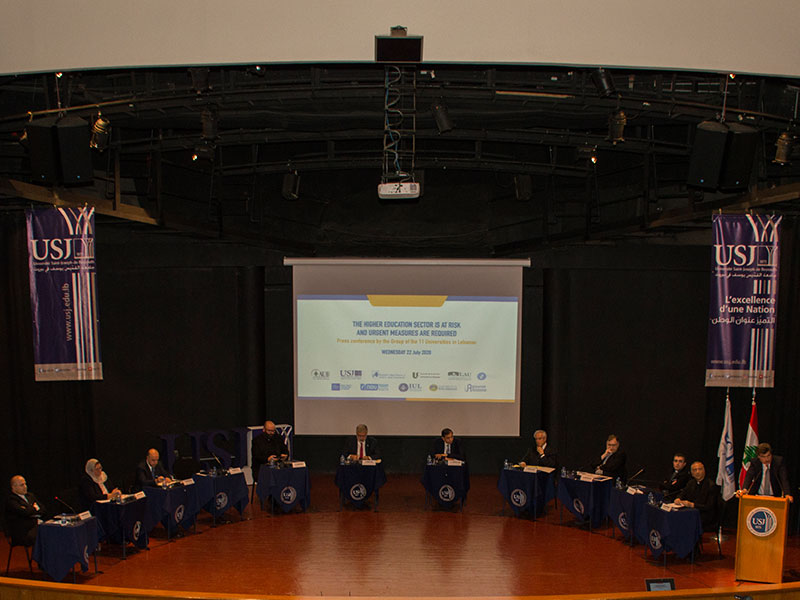 Conférence de presse du Rassemblement de 11 universités privées au Liban