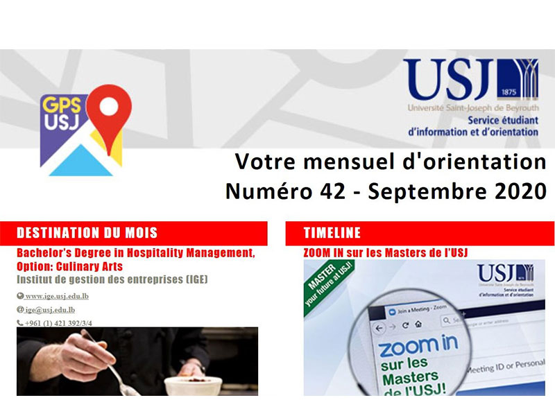 Mensuel d’orientation « GPS USJ » - Septembre 2020