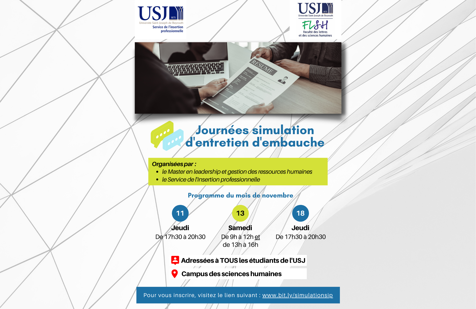 Journées simulation d'entretien d'embauche