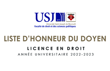 Liste d'honneur du doyen - Licence en Droit