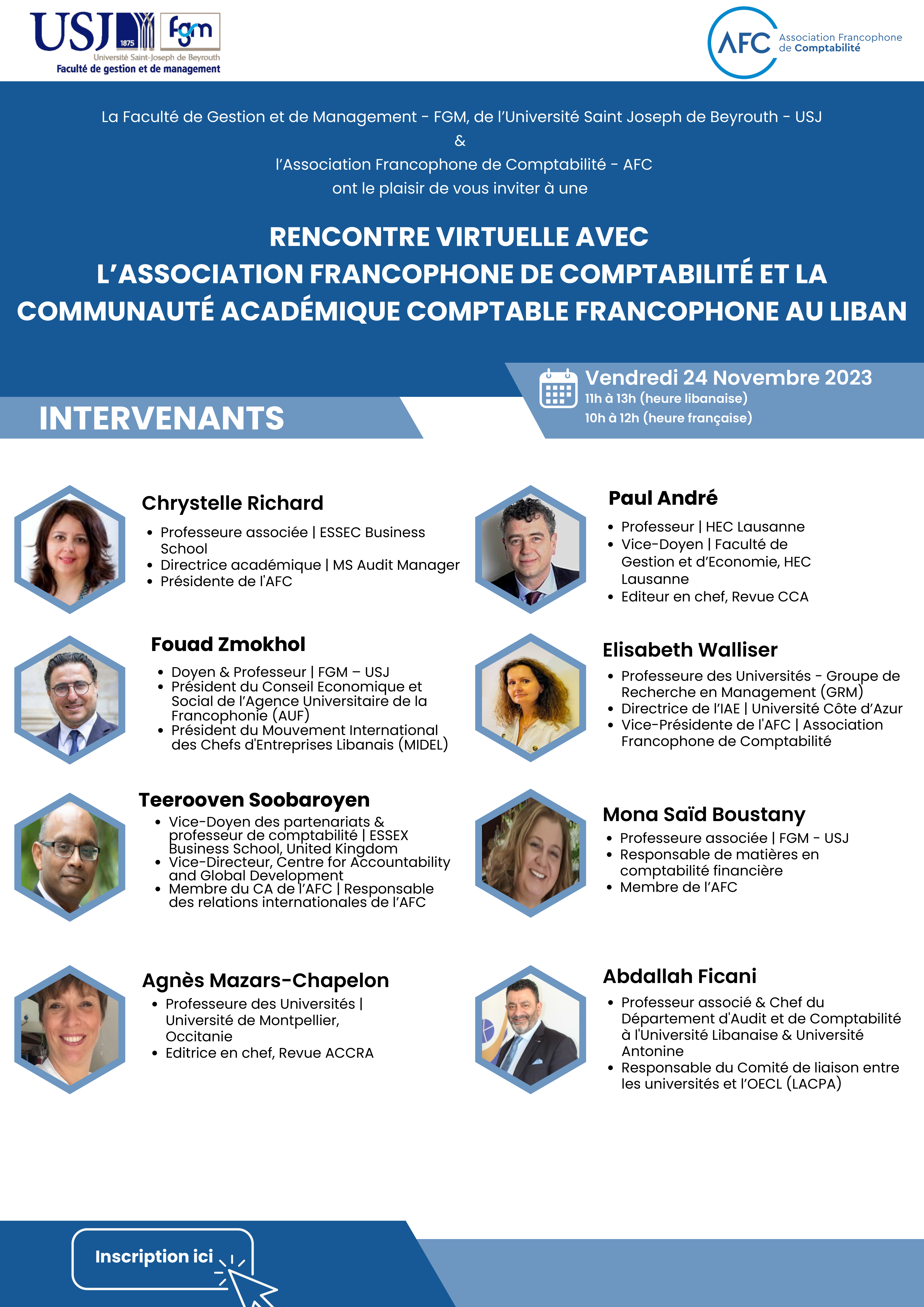 Rencontre virtuelle avec l’Association Francophone de Comptabilité et la communauté académique comptable francophone au Liban 