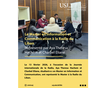 Le Master en information et communication représenté par Aya Theresa Hachem et Charbel Eliane à Radio du Liban