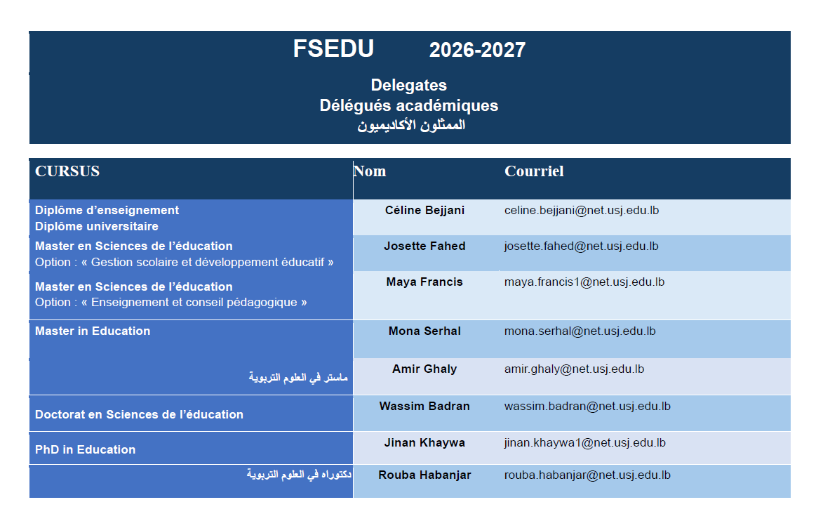 Délégués académiques FSEDU 2026-2027