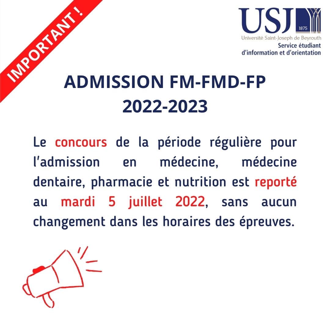 Concours de la période régulière pour l’admission en médecine, médecine dentaire, pharmacie et nutrition